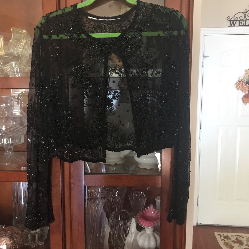 GUC Black Beaded Bolero Jacket S/M